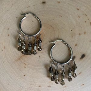 Sterling Silver Hoop Earrings with Crystals